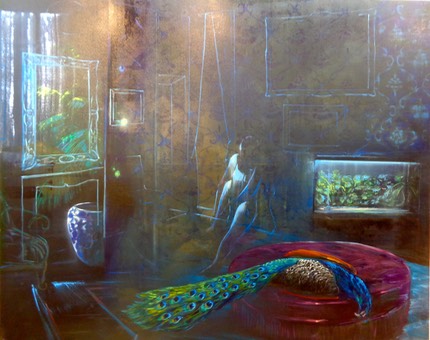 Sans titre (2013) 
On admire le bleu profond et lumineux et bien sur la transparence qui donne un sentiment d’irréalité à ses toiles 